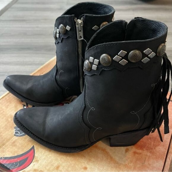 NIB Old Gringo Booties Ninna Yippee Ki Yay Ankle Leather Fringe Women Size 7 - Picture 2 of 9